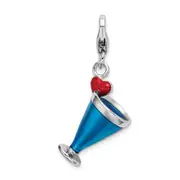 Sterling Silver Rh Enameled 3-D Blue Hawaii W/Lobster Clasp Charm