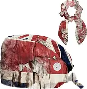 [YTYVAGT] Scrub Caps Women,Scrub Hats Suitable for Women,British Flag Wall Texture