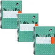 Pukka Pad, A5 Squared Jotta Book 3-Pack – 21 x 14.9cm - Wirebound Notebook with 5mm Squares on 80GSM White Paper with Perforated Edges for Easy Removal - 200 Pages