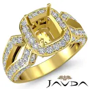 Cushion Shape Semi Mount Diamond Engagement Filigree Ring 14k Yellow Gold 1.4Ct