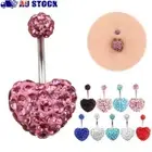 Multi Crystal Button Fake Belly Ring Navel Rings Body Piercing Heart Belly Bar
