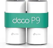 TP-Link Deco P9 Powerline WLAN Mesh Set (Dual Band 1200 Mbit/s + HomePlug 1000 Mbit/s, Range up to 370 m², Qualcomm Core, 4X Gigabit Ports, Compatible with Alexa, Quick Installation) White