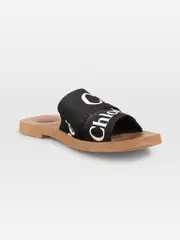 Black Logo Woody Slides