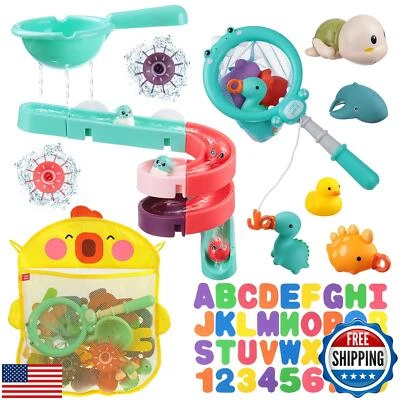 HOMNIVE Bath Toys for Toddlers 1-3, 70pcs Slide Bath Toys Set for Preschool B