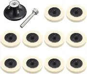 SEIWEI 10Pcs 50mm Wool Wheel Wool Felt Polishing Pad Buffing Polishing Wheel Rotary Tool with 1Pc Rod Disk