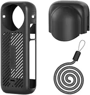 Buziba Silicone Protective Cover Case Lens Cap for Insta360 X4 Panoramic Action Camera Protector Sleeve Cover Accessories (Black)