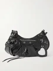 [Balenciaga] Balenciaga - Le Cagole Small Studded Crinkled-leather Shoulder Bag - Black - One size One size Black