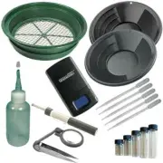 17pc Black 1/2" Large Gold Classifier Screen & Gold Pan Panning Kit