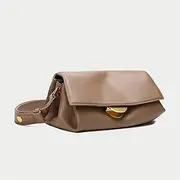 [KFLING] 2023 Genuine Leather Women's Bag Broadband Messenger Bag Soft Leather Casual Shoulder Underarm Bag Mobile Phone Bag (Color : Beige, Size : 24 * 15cm)