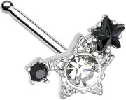[Pierced Owl] 20GA 316L Stainless Steel CZ Crystal Star Cluster Nose Bone Stud, 20GA, Metal, cubic zirconia