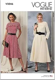 [Vogue] Patterns Paper Pattern V2046D5 Misses' Dress with Sleeve and Length Variations D5 (4-6-8-10-12)
