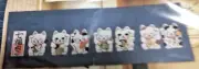 Japanese small Noren, short split curtain of Maneki Neko from Japan