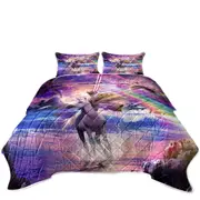 Crazy Funny Art Laser Space Cat on Unicorn Eating Taco Coverlet