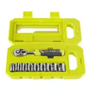 Ryobi RHRS10PC Socket Set Ratchet 1/4" 10 pcs 8 9 10 11 12 13 14 15mm
