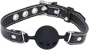 Ball Gag Harness Silicone for Women Men with Black Snakeskin Leather Strap Belt