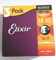 Elixir 12/53 Light Nanoweb Phosphor Acoustic Guitar Strings Bright-smooth 16056