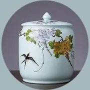 Kitchen Ceramic Rice Jar With Sealed Lid, Large Ceramic Rice Storage Container, Chinese Porcelain Food Storage Cylinder For Tea Coffee Beans(7.5kg/16.5lbs)