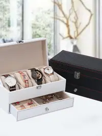 在飛比找Yahoo!奇摩拍賣優惠-手表盒碳纖維雙層手表盒首飾收納盒歐式公主多格韓國飾品收拾整理