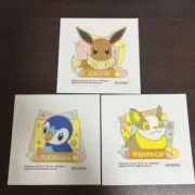 3 Piece Set Ichiban Kuji Special Clear Sticker Eevee Piplup Yamper Bandai