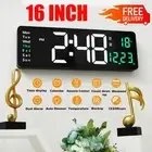 16" Large Jumbo Digital LED Wall Clock Alarm Calendar Temperature Date Dimmer