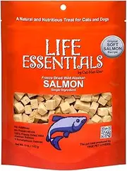 All Natural Freeze Dried Wild Alaskan Salmon Treats for Cats & Dogs - Single Ingredient Grain Free Snack with No Additives or Preservatives - 5 Ounce Bag