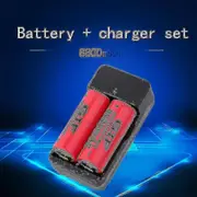 2pcs 26650 3.7v 8800mah Rechargeable Li-ion Battery + Charger For Flashlight
