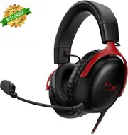 HyperX Cloud III Wired Gaming Headset, 53mm Drivers, DTS, Memory Foam Black/Red