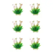 6PK Dudley's World Of Pets Aquarium/Fish Tank Resin Grass w/ Flowers Decor 26cm