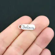 BULK 60 Believe Charms Antique Silver Tone - SC3683