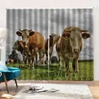 Poor Aging Cattle Herd 3D Curtain Blockout Photo Printing Curtains Drape Fabric