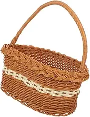 BESPORTBLE Woven Flower Gathering Basket with Handle Durable Braided Storage for Picnics Weddings Home Decor Rustic Picnic Basket for Outdoor Parties and Large