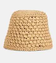 [Loro Piana] Loro Piana Jasmine raffia bucket hat UK 6 5/8 beige