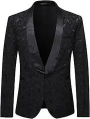 [DGHM-JLMY] Men's Floral Tuxedo Jacket Luxury Embroidered Stylish Suit Blazer Dinner Party Prom Wedding Stylish Tuxedo