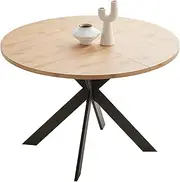 Zerifevni 46.4" Round Dining Table and Chair Set, Mid Century Modern Round Dining Table for 4-6 Person, Steel Legs, Leisure Coffee Table for Kitchen Dining Room, Save Space