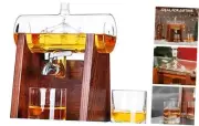 Whiskey Decanter Sets for Men, 1250ml Decanter Set with 2 Ship in a decanter