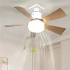 E27 Socket White Ceiling Fan 3 Speeds 40W LED for Porch Office Garage Restaurant