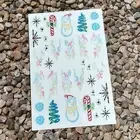 Christmas Neon Lights Tree Nail Sticker Snowflake Snowman Candy Cane Stars Decal