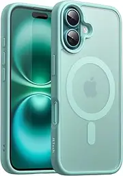 JETech Magnetic Case for iPhone 16 6.1-Inch Compatible with MagSafe, Translucent Matte Back Slim Shockproof Phone Cover (Teal)