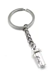 Coffee Cup Mug to Go Silver Key Ring Pendant