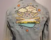 Jean Jacket Patches Size S Juniors Zana Di Embroidered USA Denim New with Tags