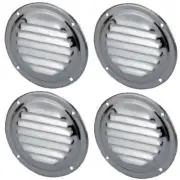 4 x Round Stainless Steel Wave Louvre Vent, Caravan, Boat, RV, Cupboard, 100mm