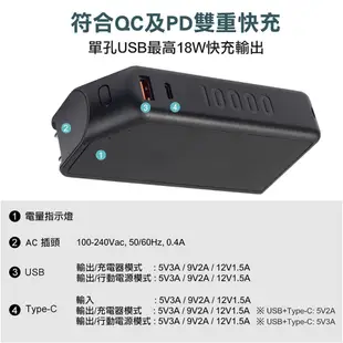 INTOPIC 廣鼎 PW-C112 PD QC 18W 快充旅充式 10000mAh 行動電源 內建插頭