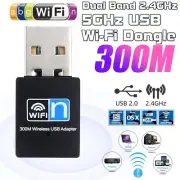 Dual Band 300Mbps USB WiFi Wireless Dongle AC300 Lan Network Adapter 2.4GHz 5GHz
