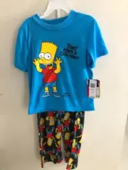 The Simpsons Bart Boy’s Short Sleeve Shirt & Pants Pajamas Size 6 NWT