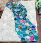 36"x24" Agate Center Sofa Dining Table Top Multi Stone Console Bar Desk Hotel De