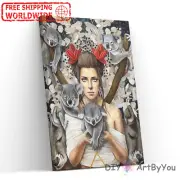 Paint By Numbers Kit Woman Animals Abstract Acrylic Oil Decor Art Brush Beginner