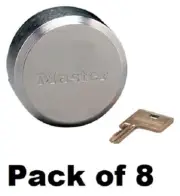 (8) Master Lock 2-7/8" 6271KAW700A Keyed Alike Hockey Puck Shackleless Lock