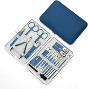 19 IN 1 Manicure Set Color Contrast sets Nail Clippers Cutter Tools Kits Stainless Steel Pedicure Travel Case for man woman,19pcs