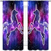 TKUYO Galaxy Curtains, Outer Space Star Celestial Universe Unicorn Curtains Drapes for Girls Bedroom Kids Room Living Room Nursery Puple Unicorn Blackout Window Treatments 2 Panel Sets, 42"x45" Inch