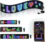 SUBORAWOS LED Matrix Panel Flexible Foldable Shop 47×12cm Bluetooth App Customizable Text Image Waterproof USB Music Rhythm Lightweight Comes with Manual Multi-Language Car Bar Outside (47×12cm)